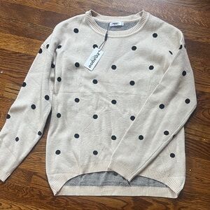 Apt. 9 Beige and Black Polka Dot Sweater